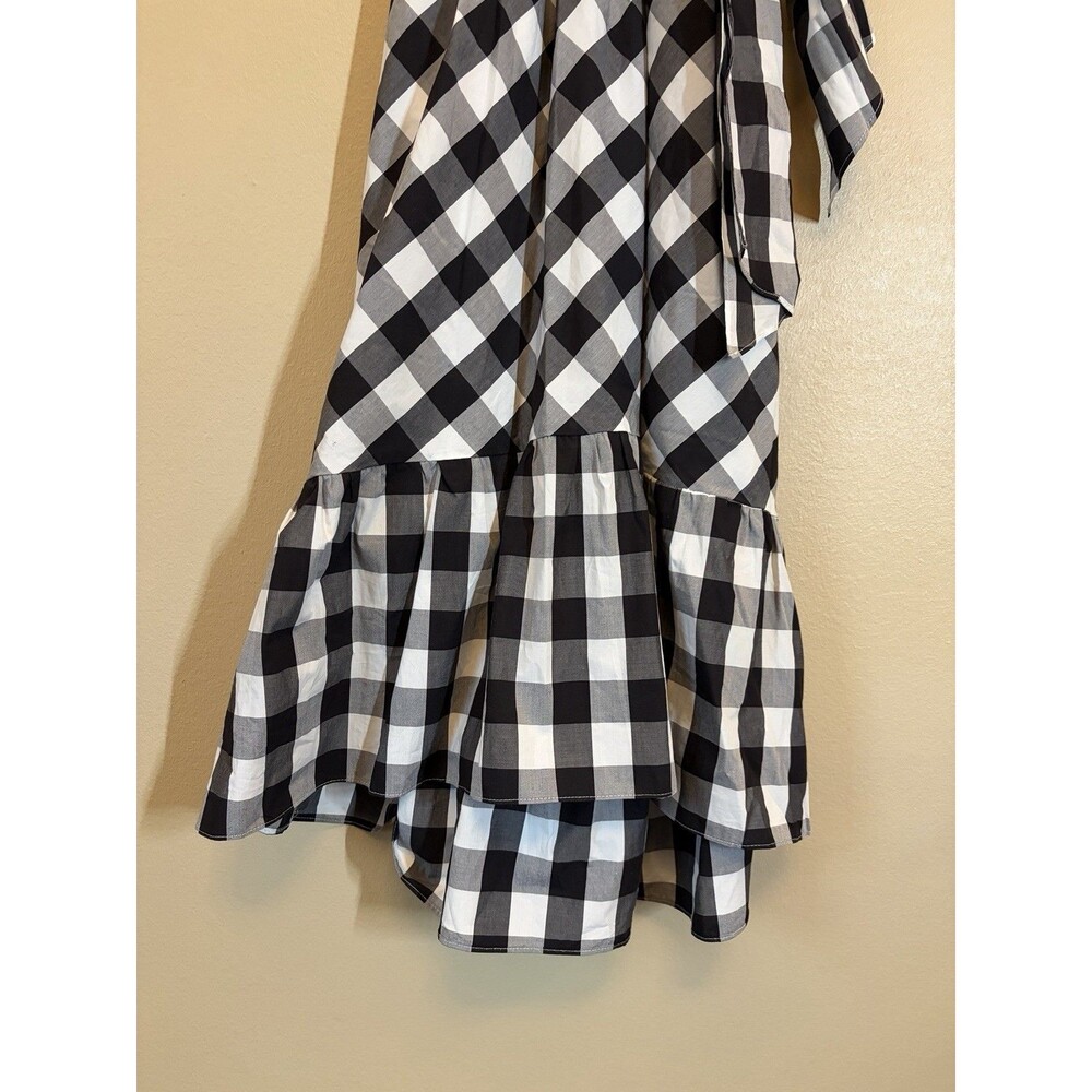 J.Crew Gingham Faux-Wrap Cotton Poplin Midi Dress 00 NWT Black & White Classic - Picture 6 of 11